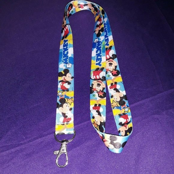 M2. Walt Disney World Mickey Mouse Neck Strap Blue Stars One Size Lanyard & Clip - Picture 3 of 9